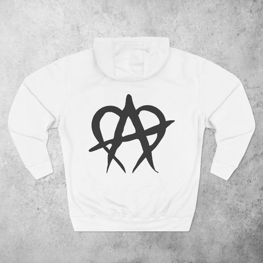Manageable Anarchy hoodie in white, alternate view