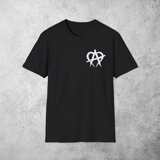 Manageable Anarchy t-shirt in black, front view