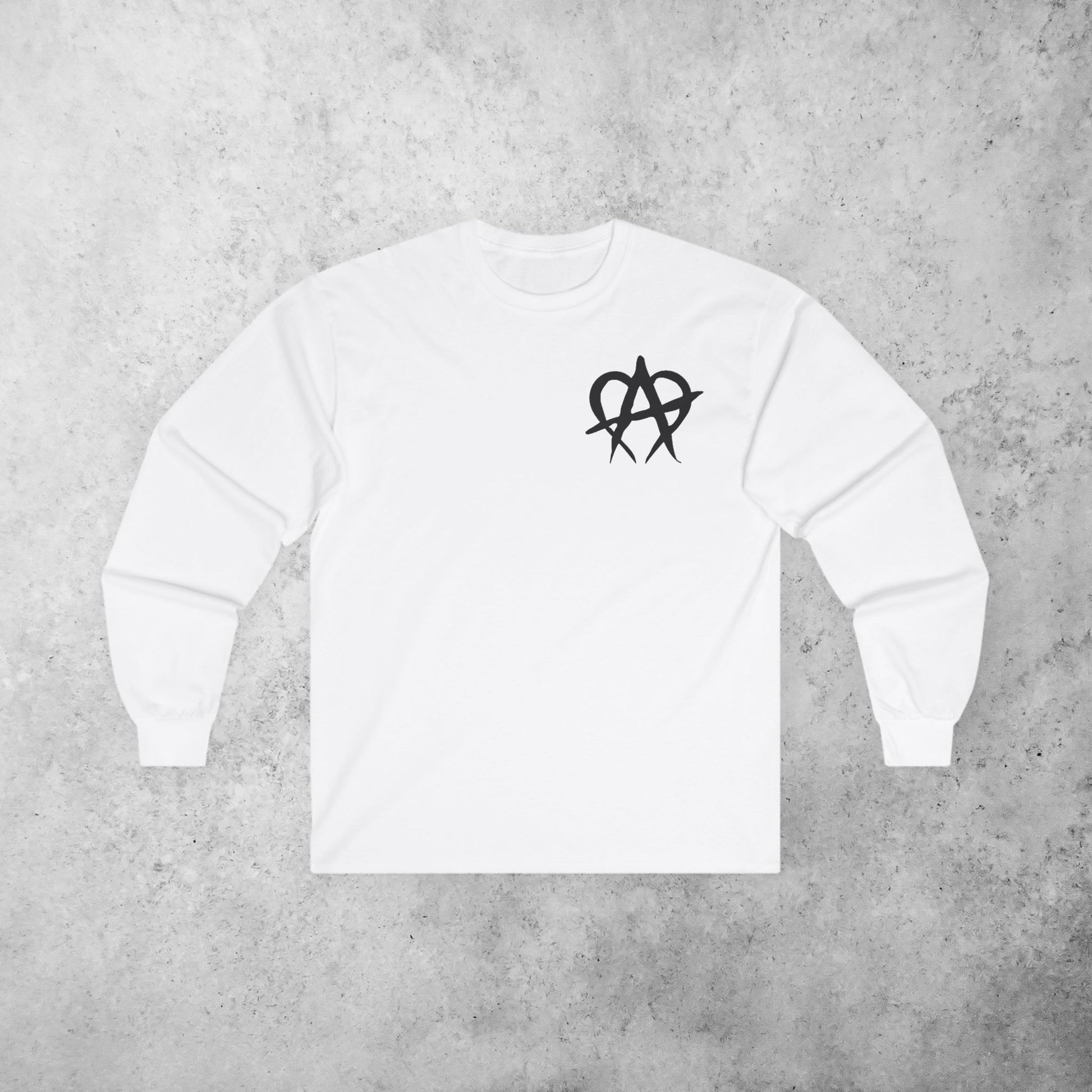 Manageable Anarchy long sleeve shirt in white, front view