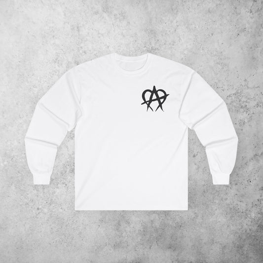 Manageable Anarchy long sleeve shirt in white, front view