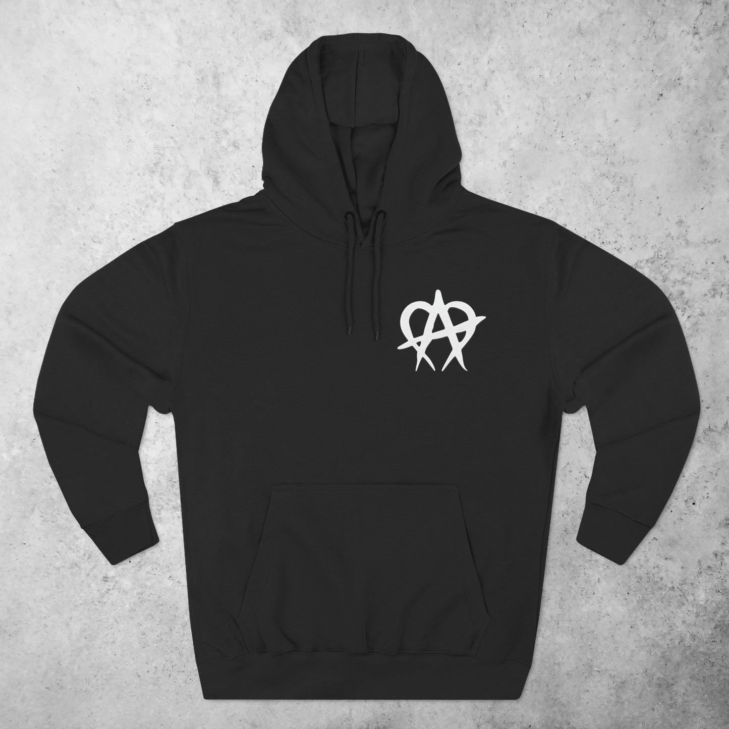Manageable Anarchy hoodie in black, front view