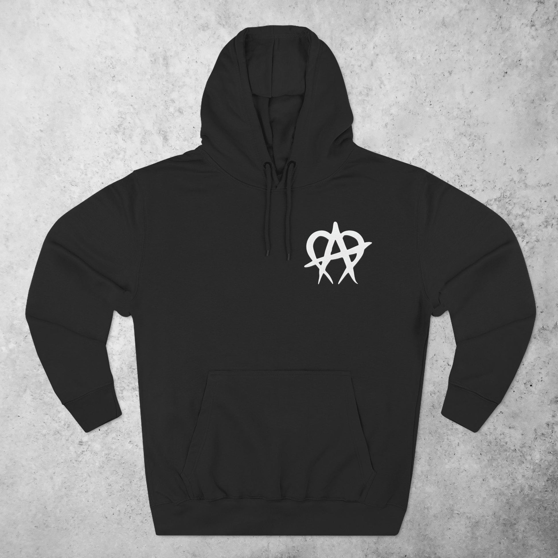Manageable Anarchy hoodie in black, front view