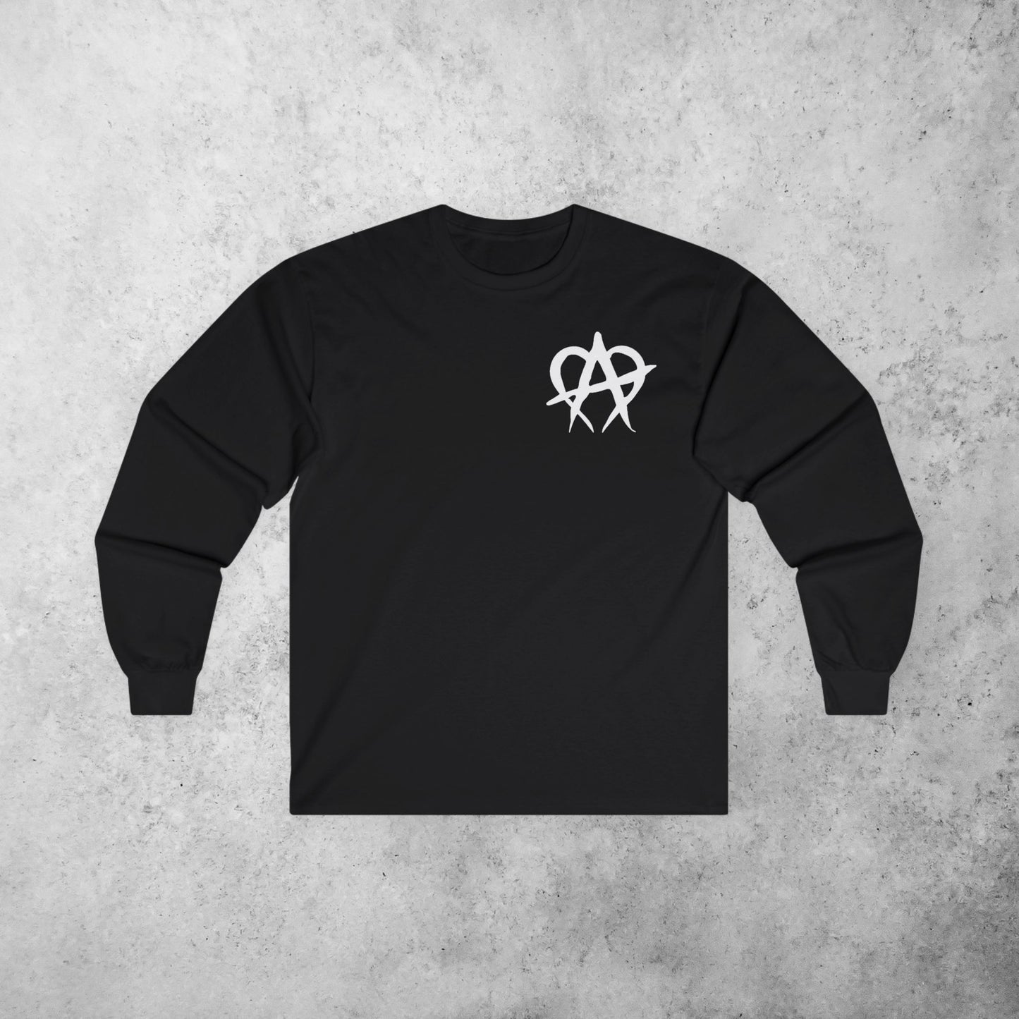 Manageable Anarchy long sleeve shirt in black, front view