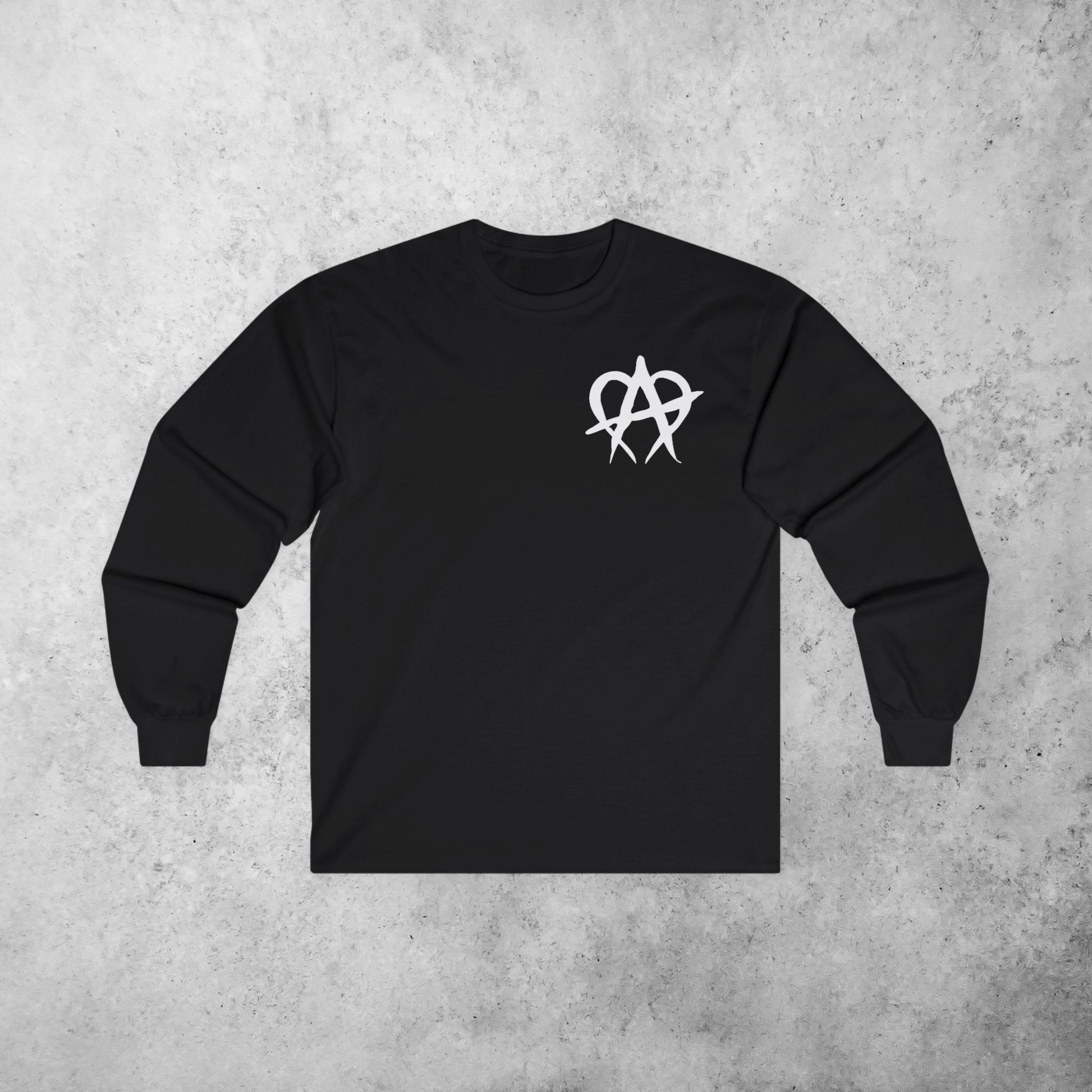 Manageable Anarchy long sleeve shirt in black, front view